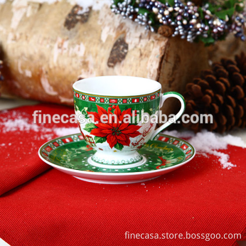 210CC New Bone China Christmas Tea Cup and Saucer Set